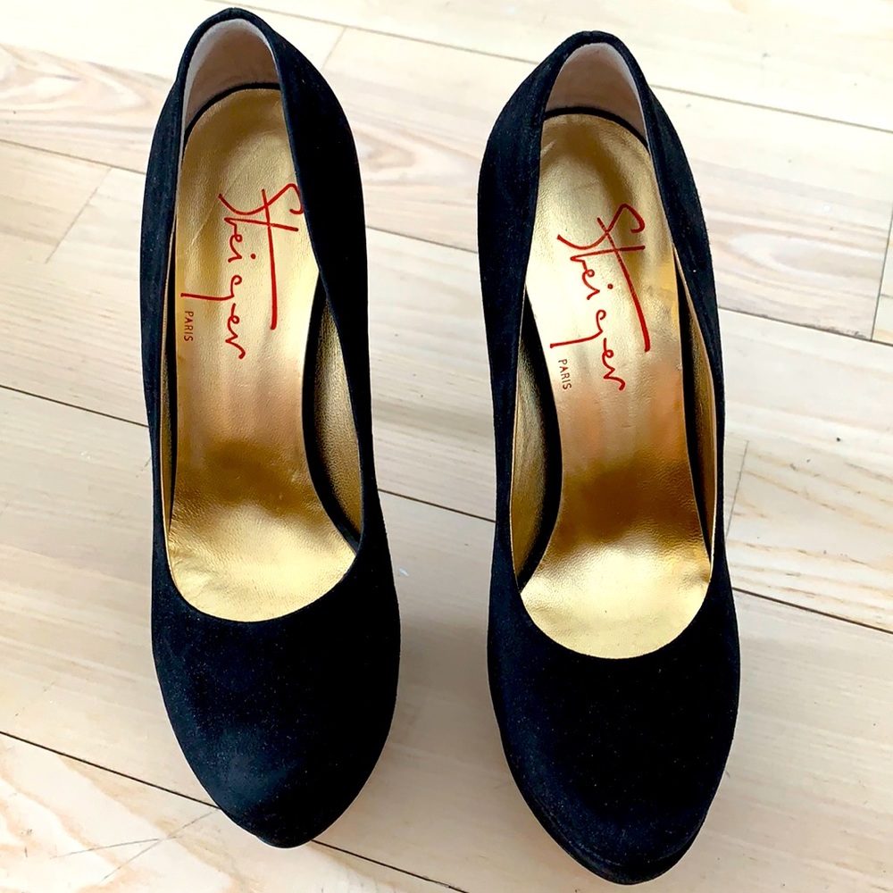 New Walter Steiger platform heels in black suede